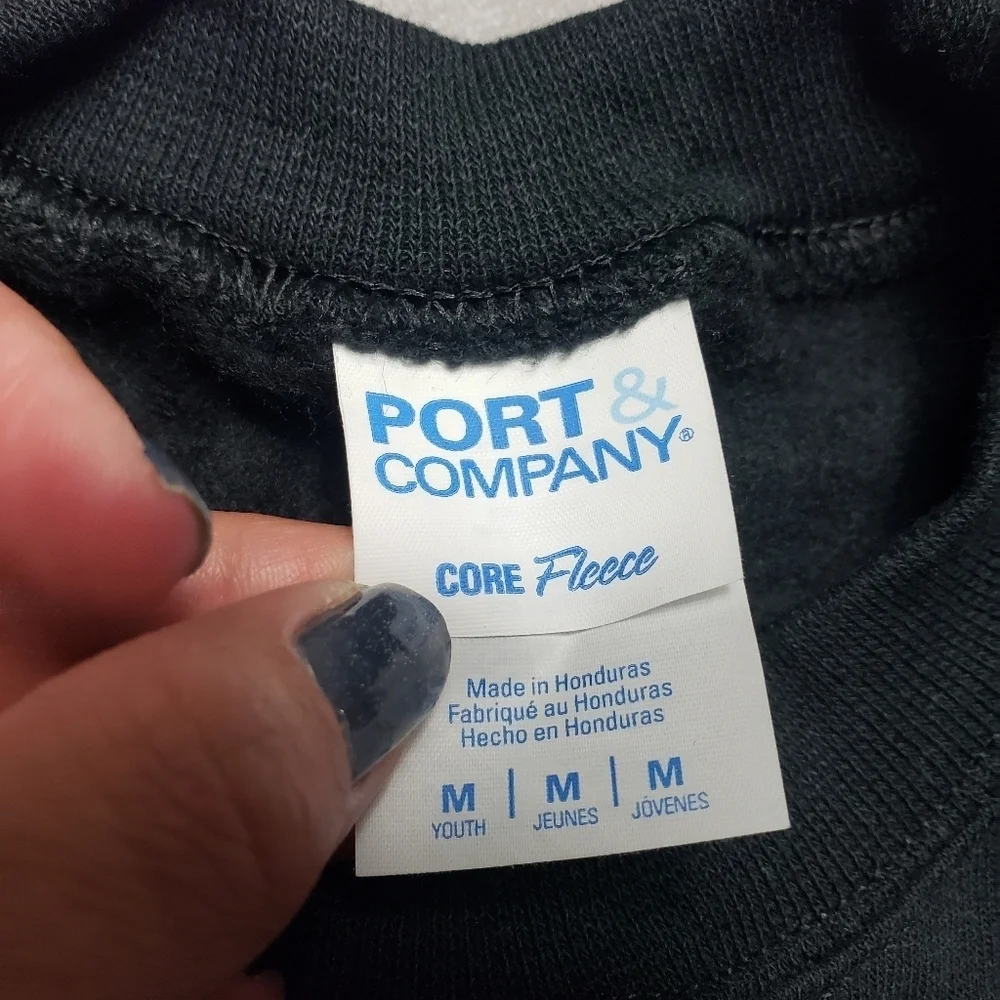 port and company basic black sweater kids gender neutral size medium